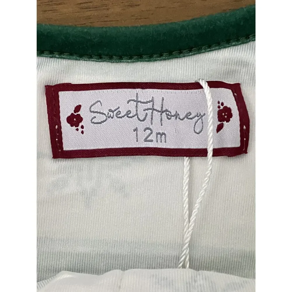NWT SweetHoney Dreamer Pajama Gown Trees & Snowflakes Cream Green Holiday 12M